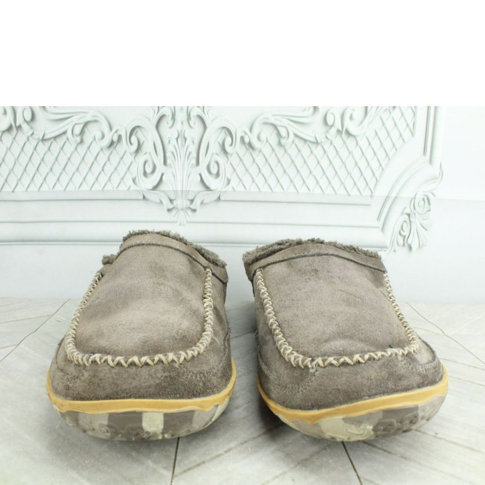 LL Bean Gray Suede Slip on Fleece Lined Nonslip Mountain Slipper Scuff Size 11 M - Picture 4 of 8